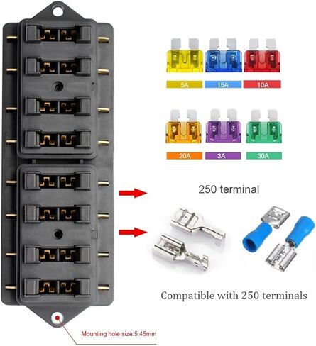 8 Way Fuse Holder Box Car Vehicle Circuit Blade Fuse Box Block with ATO Fuse Block Auto Car Accessories in Kuwait