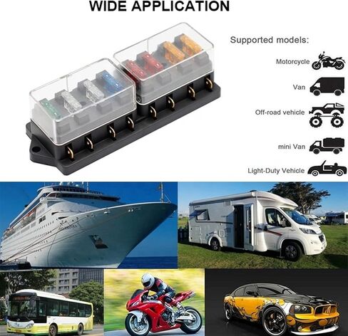8 Way Fuse Holder Box Car Vehicle Circuit Blade Fuse Box Block with ATO Fuse Block Auto Car Accessories in Kuwait