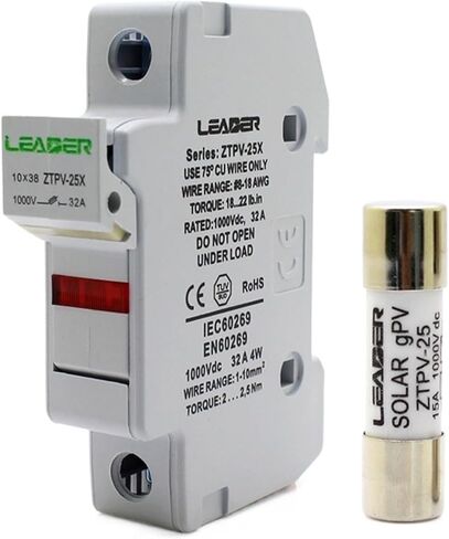 1 Set PV Solar Fuse 1A-32A 1000V DC Fusible 10x38 gPV, with LED Fuse Holder for PV System Protection (Size : 1A) in Kuwait