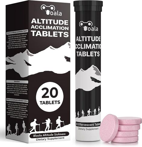 أقراص التأقلم مع داء الارتفاع (20 قرصًا) | يدعم التأقلم السريع على الارتفاعات والانتعاش | الوقاية من داء المرتفعات والمساعدة على الترطيب | دواء داء الارتفاعات للارتفاعات العالية in Kuwait