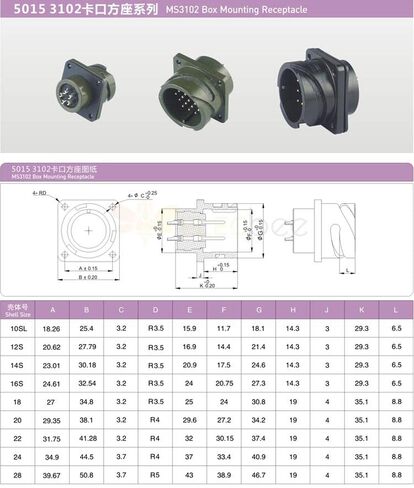MS3106A18-1 MS3102A18-1 ذكر وأنثى 10Pin موصلات سلسلة حربة in Saudi Arabia