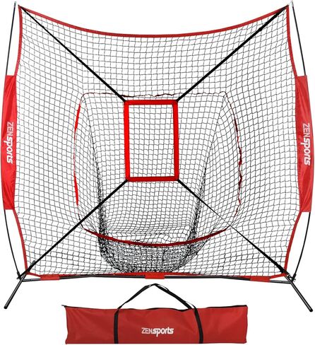 ZENY 7'×7' Baseball Softball Practice Net Hitting Batting Catching Pitching Training Net w/Carry Bag & Metal Bow Frame, Baseball Training Equipment in Saudi Arabia