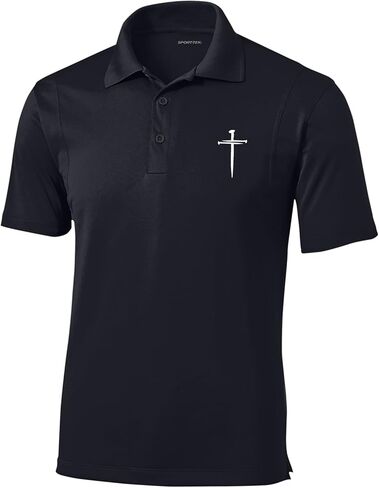 Trenz Shirt Company Mens Christian Polo Embroidered Nail Cross Golf Polo in Saudi Arabia