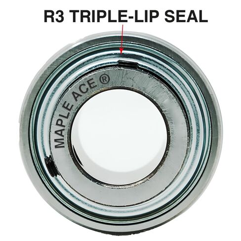 محمل إدراج MAPLE ACE UC206-20، تجويف 1-1/4 بوصة، OD كروي، ختم شفة ثلاثي R3 مع مجموعة براغي وفتحة تشحيم in Saudi Arabia