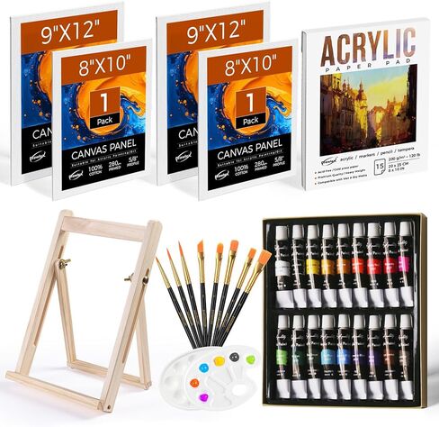 Painting Kit, Paint Set, 39 PCS Acrylic Paint Canvas Set, Painting Set with Acrylic Paints, Canvas, Art Supplies for Kids Adults in Kuwait