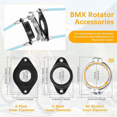BMX Bike Gyro Brake Cables Front+Rear (Upper+Lower) with Spinner Rotor - Premium Stainless Steel Cable&Housing Complete Replacement Kit, Stable Flexible for Most Gyro Systems & 20" Bikes, Professional in Kuwait