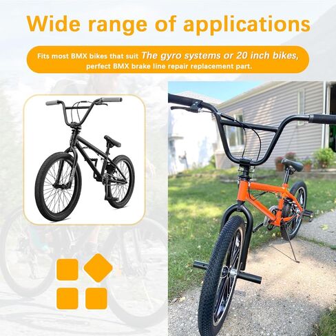 BMX Bike Gyro Brake Cables Front+Rear (Upper+Lower) with Spinner Rotor - Premium Stainless Steel Cable&Housing Complete Replacement Kit, Stable Flexible for Most Gyro Systems & 20" Bikes, Professional in Kuwait