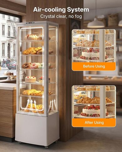 ثلاجة عرض الكيك ابستريمان، 10 قدم مكعب. حافظة عرض تجارية بطول 280 لتر، مبرد مخبز زجاجي مزدوج الطبقات، مع ضوء LED، للمقهى والمخبز والمطاعم in Kuwait