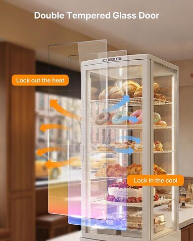 ثلاجة عرض الكيك ابستريمان، 10 قدم مكعب. حافظة عرض تجارية بطول 280 لتر، مبرد مخبز زجاجي مزدوج الطبقات، مع ضوء LED، للمقهى والمخبز والمطاعم in Kuwait