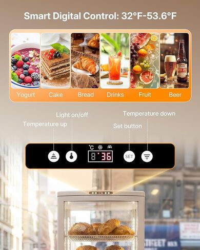 ثلاجة عرض الكيك ابستريمان، 10 قدم مكعب. حافظة عرض تجارية بطول 280 لتر، مبرد مخبز زجاجي مزدوج الطبقات، مع ضوء LED، للمقهى والمخبز والمطاعم in Kuwait