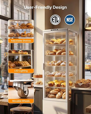 ثلاجة عرض الكيك ابستريمان، 10 قدم مكعب. حافظة عرض تجارية بطول 280 لتر، مبرد مخبز زجاجي مزدوج الطبقات، مع ضوء LED، للمقهى والمخبز والمطاعم in Kuwait