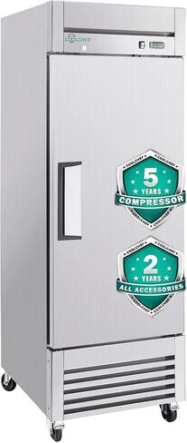 COOLCHEF 27" Commercial Refrigerator, 23 Cu. Ft Stainless Steel Upright Reach-in Fridge, 33℉~40℉, 3 Adjustable Shelves in Saudi Arabia