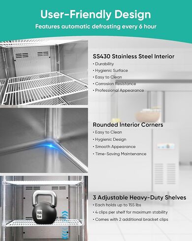 COOLCHEF 27" Commercial Refrigerator, 23 Cu. Ft Stainless Steel Upright Reach-in Fridge, 33℉~40℉, 3 Adjustable Shelves in Saudi Arabia