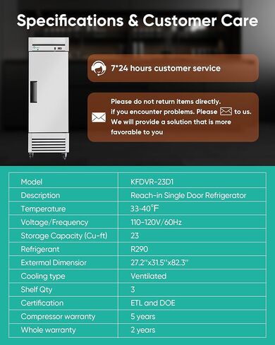 COOLCHEF 27" Commercial Refrigerator, 23 Cu. Ft Stainless Steel Upright Reach-in Fridge, 33℉~40℉, 3 Adjustable Shelves in Saudi Arabia