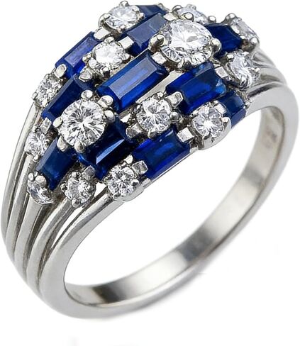 Sdouefos 925 Sterling Silver Shiny Diamond Ring 18K Gold Flower Cocktail Rings Square Sapphire Cubic Zirconia Promise Rings Eternity Engagement Wedding Band Ring for Women Size 10 in Kuwait