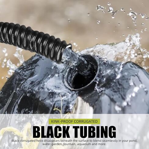 Pond Hose ID 1-1/2"x 10ft Flexible PVC Corrugated Pond Tubing Black Kinkproof Strong Flex Tubing for Garden Ponds, Waterfalls, Filters & Drainage,with 4 Clamps. in Kuwait