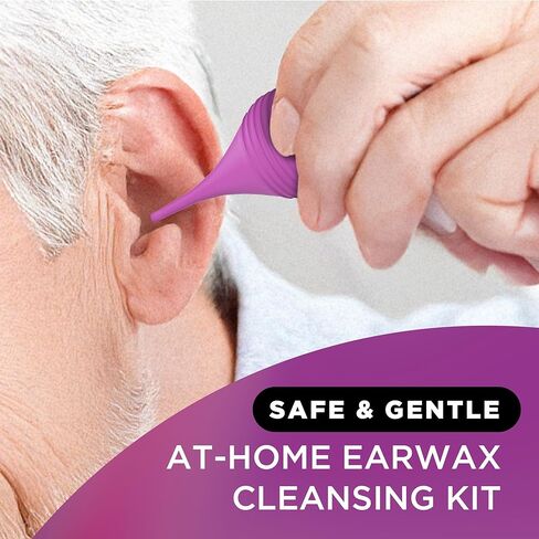 مجموعة تنظيف شمع الأذن من ليبو - قطرات مساعدة لتنظيف شمع الأذن، حقنة لمبة وسدادات أذن قطنية، إزالة شمع الأذن سريعة المفعول، خالية من البيروكسيد، محلول آمن ولطيف للعناية بالأذن in Kuwait