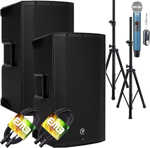 Mackie (2) Thump12A THUMP-12A 1300W 12 بوصة مكبر صوت يعمل بالطاقة (زوج) مع حامل مكبر صوت EMB + ميكروفون EMB وحزمة كابل EMB XLR in Saudi Arabia