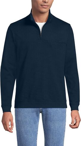 Lands' End Men's Long Sleeve Travel Kit Pique Quarter Zip Large Radiant Navy in Saudi Arabia