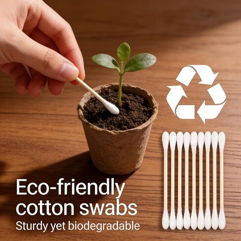 Dual-End Cotton Swabs, 500 Count, for Makeup, Nail Art, Facial Cleansing, Craft and Detail Cleaning, Made with Bamboo and Soft Cotton in Saudi Arabia