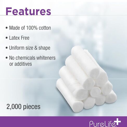 لفات قطنية للاسنان | 2000 باك | سدادات نزيف الأنف فائقة الامتصاص، مقاس 1.5 بوصة من القطن المرن للفم | لفات شاش غير معقمة، مريحة للاستخدام في طب الأسنان in Kuwait