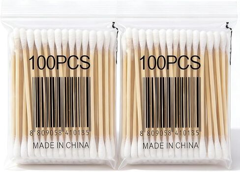 200 Pcs Double-Headed Wooden Cotton Swabs – for Ear Nose Cleaning Makeup Touch-Up Lipstick Removal Precision Beauty Care in Saudi Arabia