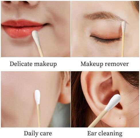 200 Pcs Double-Headed Wooden Cotton Swabs – for Ear Nose Cleaning Makeup Touch-Up Lipstick Removal Precision Beauty Care in Saudi Arabia
