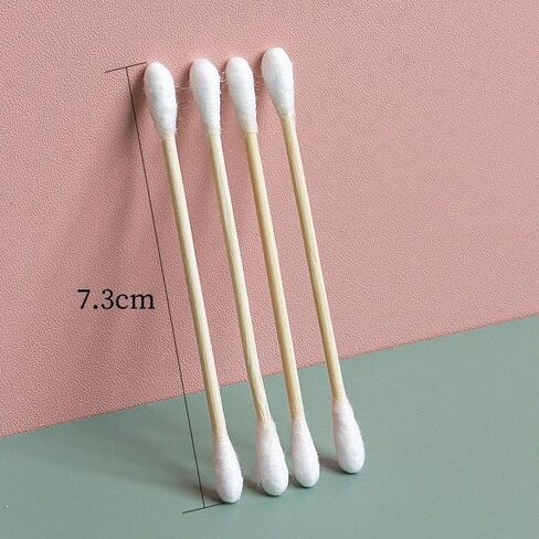 200 Pcs Double-Headed Wooden Cotton Swabs – for Ear Nose Cleaning Makeup Touch-Up Lipstick Removal Precision Beauty Care in Saudi Arabia