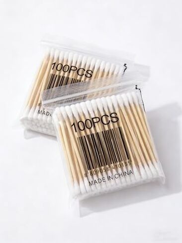 200 Pcs Double-Headed Wooden Cotton Swabs – for Ear Nose Cleaning Makeup Touch-Up Lipstick Removal Precision Beauty Care in Saudi Arabia