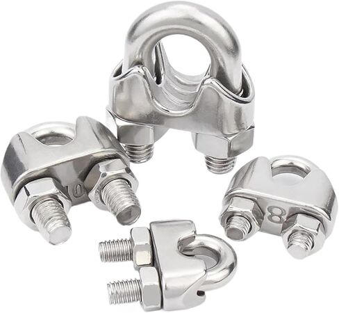 U-shaped Cable Clamp 304 Stainless Steel Wire Rope Sling Fastening Accessories for 1/2/3/4/5/6/8/10mm Anti-corrosion(M6-50PCS) in Saudi Arabia