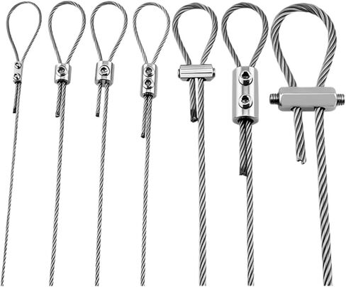 0.8-2mm Steel Wire Rope Clamp Stainless Cable Copper Metal Hanging Clip Adjustable Screws Fixed Hardware Accessories(N-10PCS) in Kuwait