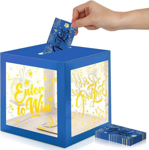 Spiareal Enter to Win Donation Box with Raffle Tickets Cards Gold Raffle Safe Suggestion Box with Entry Form Cards Ballot with Slot Collection for Contest Carnivals Raffles in Kuwait