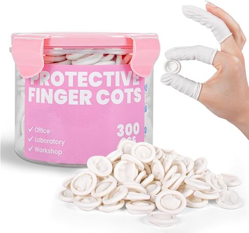 Professional Rubber Finger Cots - Textured Grip & Latex-Free Finger Tip Protectors for Counting Money, Handling Paper, Reusable Protective Guards 2.67" x 0.98", Labor Protection Finger Guards (300PCS) in Kuwait
