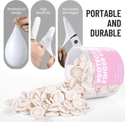 Professional Rubber Finger Cots - Textured Grip & Latex-Free Finger Tip Protectors for Counting Money, Handling Paper, Reusable Protective Guards 2.67" x 0.98", Labor Protection Finger Guards (300PCS) in Kuwait
