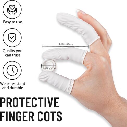 Professional Rubber Finger Cots - Textured Grip & Latex-Free Finger Tip Protectors for Counting Money, Handling Paper, Reusable Protective Guards 2.67" x 0.98", Labor Protection Finger Guards (300PCS) in Kuwait