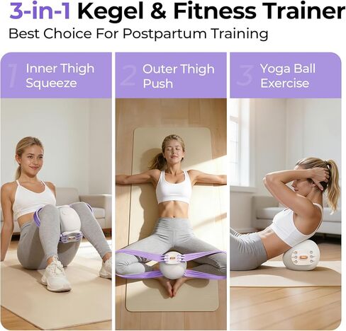 FEIERDUN Thigh Master, Kegel Exerciser, Pelvic Floor Muscle Trainer for Women, Adjustable 5-Level Resistance, Inner/Outer Thigh Leg Hip Glute Arm Toner,Leg-Shaping Ball-Purple in Kuwait