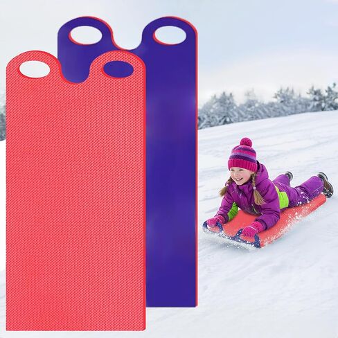 Roll Up Snow Sled for Adults, 36 Inch Foam Cushioned Snow Sled Mat, Lightweight Plastic Flexible Flying Carpet, Portable Snow Carpet Sled with Handles ((Blue, 36in 1-Pack) in Saudi Arabia