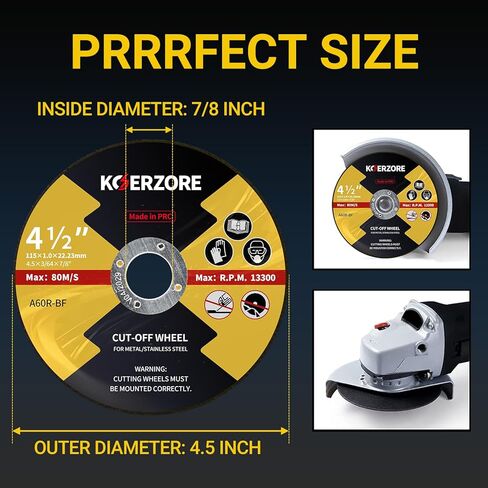 4-1/2 Inch Cut Off Wheels, 4.5" Grinder Wheels for Metal & Stainless Steel, Professional Thin Cutting Discs for Angle Grinder - 50 PCS of Aggressive Cutting Blades in Kuwait
