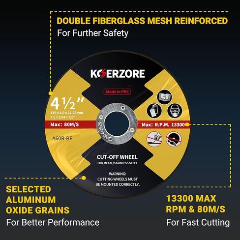 4-1/2 Inch Cut Off Wheels, 4.5" Grinder Wheels for Metal & Stainless Steel, Professional Thin Cutting Discs for Angle Grinder - 50 PCS of Aggressive Cutting Blades in Kuwait