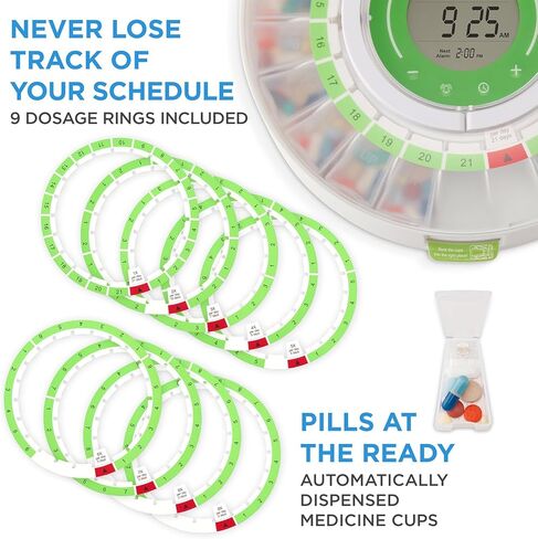 LiveFine Automatic Pill Dispenser with Removable Cups, 21 Compartments, 9 Dosage Rings, Alarm Reminder, LCD Display, Sound & Light Alerts, Locking Key for Vitamins, Supplements, Medications & Seniors in Kuwait