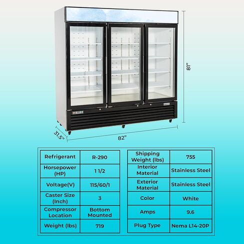 Frigos Premium FGP-FZM-72 3-Glass Door Merchandiser Freezer 72 Cu Ft - Ideal for Commercial Kitchen - Included Liftgate in Kuwait
