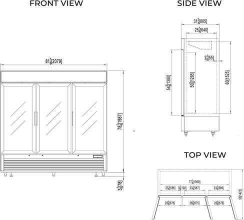 Frigos Premium FGP-FZM-72 3-Glass Door Merchandiser Freezer 72 Cu Ft - Ideal for Commercial Kitchen - Included Liftgate in Kuwait