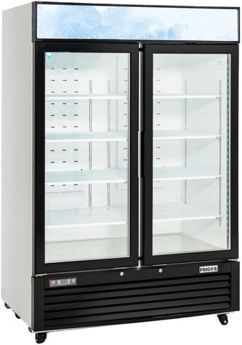 Frigos Premium FGP-RFM-49 54.4" Two Swing Glass Door Merchandiser Refrigerator 49 Cu Ft White - Display Beverage Fridge Ideal for Commercial Kitchen - Included Liftgate in Kuwait