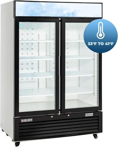 Frigos Premium FGP-RFM-49 54.4" Two Swing Glass Door Merchandiser Refrigerator 49 Cu Ft White - Display Beverage Fridge Ideal for Commercial Kitchen - Included Liftgate in Kuwait
