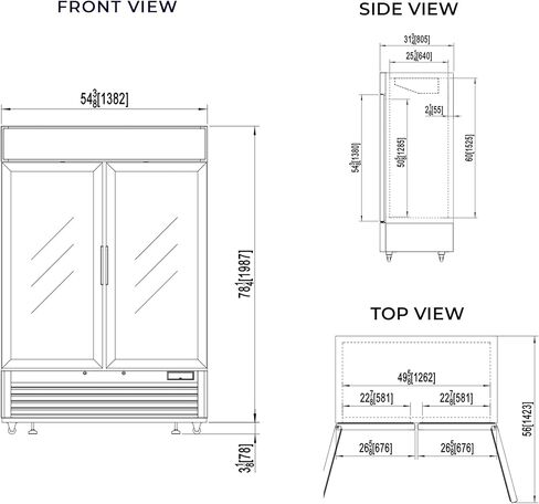 Frigos Premium FGP-RFM-49 54.4" Two Swing Glass Door Merchandiser Refrigerator 49 Cu Ft White - Display Beverage Fridge Ideal for Commercial Kitchen - Included Liftgate in Kuwait