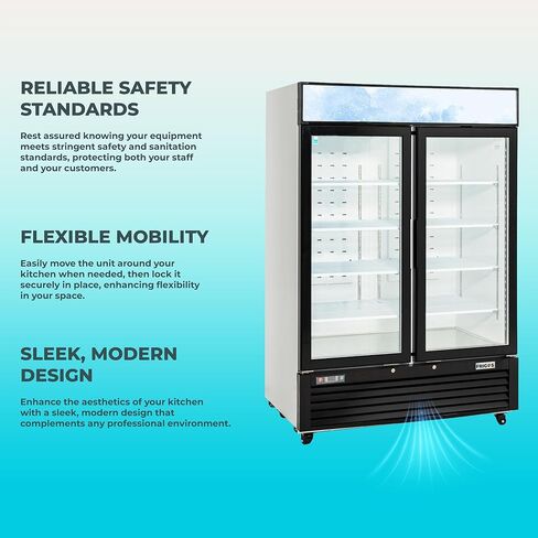Frigos Premium FGP-RFM-49 54.4" Two Swing Glass Door Merchandiser Refrigerator 49 Cu Ft White - Display Beverage Fridge Ideal for Commercial Kitchen - Included Liftgate in Kuwait