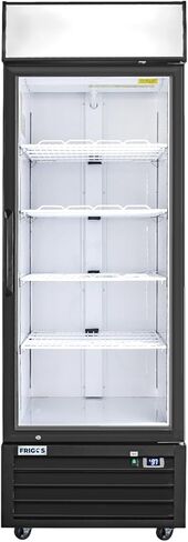 Frigos FG-MR-1D-G 27" Black Swing Glass 1 Door Merchandiser Refrigerator with LED Lighting - Energy Efficient Commercial Refrigeration Unit - Display Fridge Included Liftgate in Kuwait