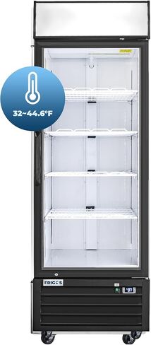 Frigos FG-MR-1D-G 27" Black Swing Glass 1 Door Merchandiser Refrigerator with LED Lighting - Energy Efficient Commercial Refrigeration Unit - Display Fridge Included Liftgate in Kuwait