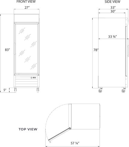 Frigos FG-MR-1D-G 27" Black Swing Glass 1 Door Merchandiser Refrigerator with LED Lighting - Energy Efficient Commercial Refrigeration Unit - Display Fridge Included Liftgate in Kuwait