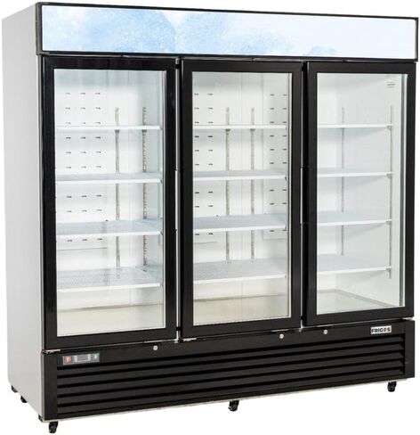 Frigos Premium FGP-RFM-72 82" Swing Glass Door Merchandiser Refrigerator 72 Cu Ft White - Beverage Cooler Ideal for Commercial Kitchen - Commercial Display Fridge Included Liftgate in Kuwait